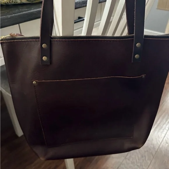 Portland Leather Dark Brown Tote Bag - Picture 1 of 5